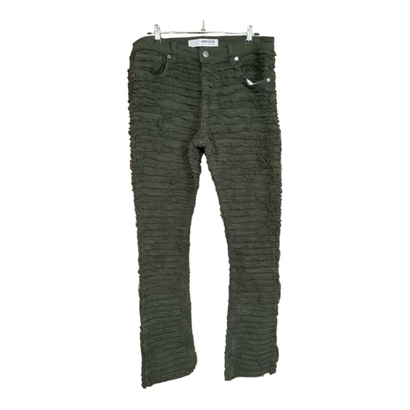 Armor Jeans Trashed Frayed Stacked Pants Mens Size 34 - Picture 1 of 7